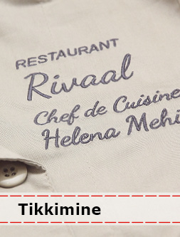 Tikitud logo ja nimi kokajakil